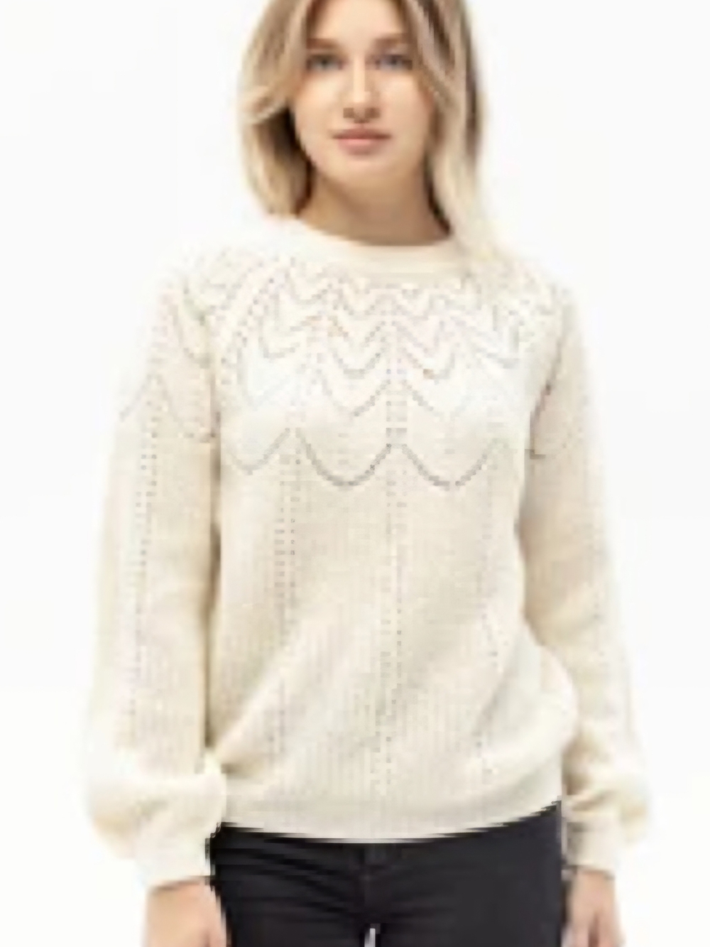 Joules "Jenna"mixed Knit Pullover Sweater Cream/White